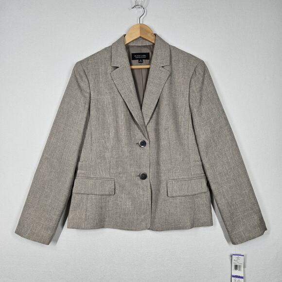 Black Label by Evan Picone Jacket Blazer sz 18 Tan Tweed Pockets Lined Career - Picture 13 of 13